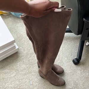 Tan-ish Gray Thigh High Heeled Boot